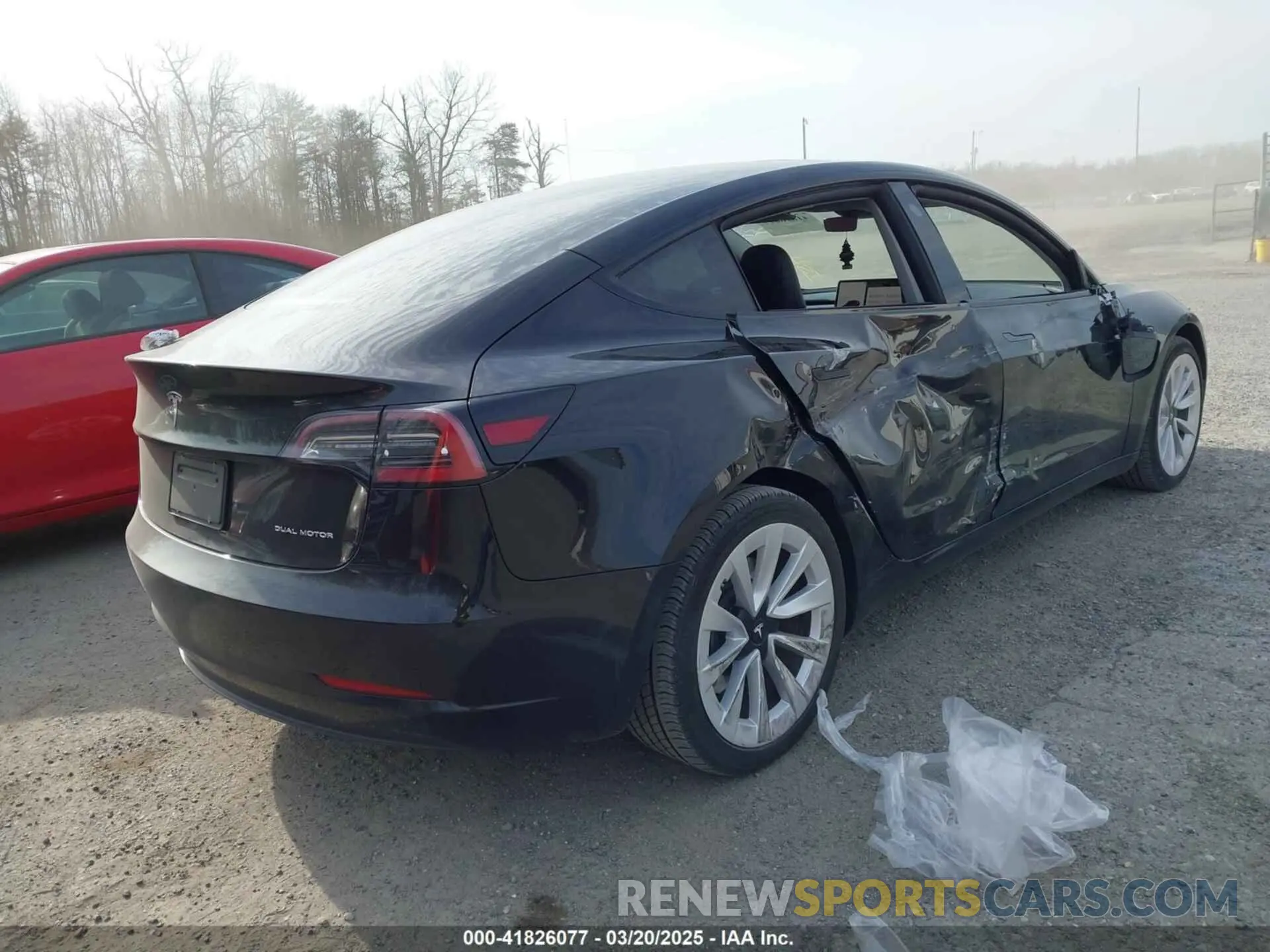4 fotografías del automóvil dañado 5YJ3E1EB6NF343869 TESLA MODEL 3 2022