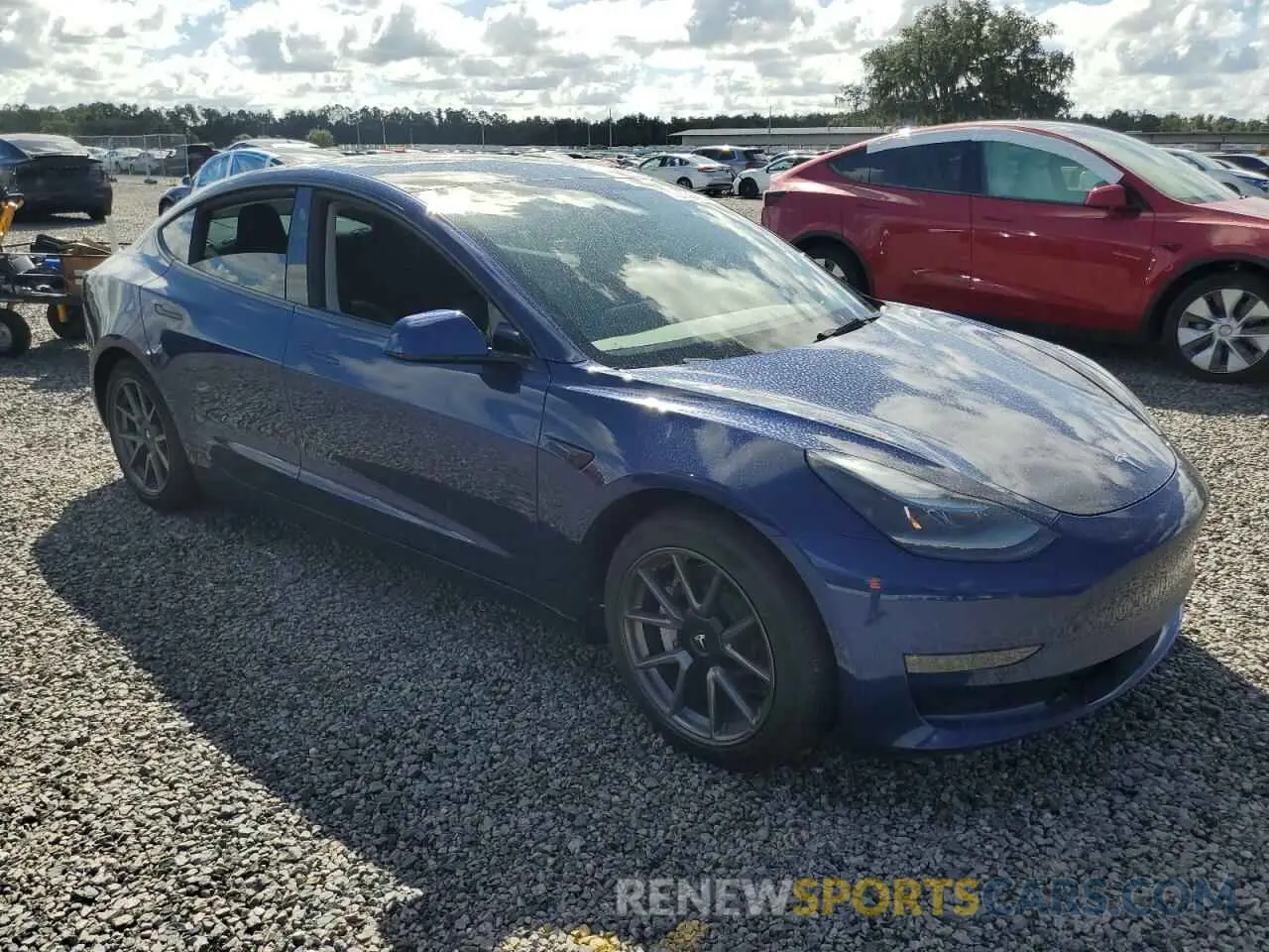 4 fotografías del automóvil dañado 5YJ3E1EB7NF103357 TESLA MODEL 3 2022
