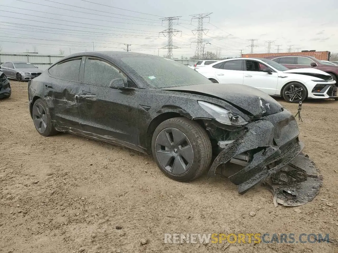 4 fotografías del automóvil dañado 5YJ3E1EB7NF110261 TESLA MODEL 3 2022