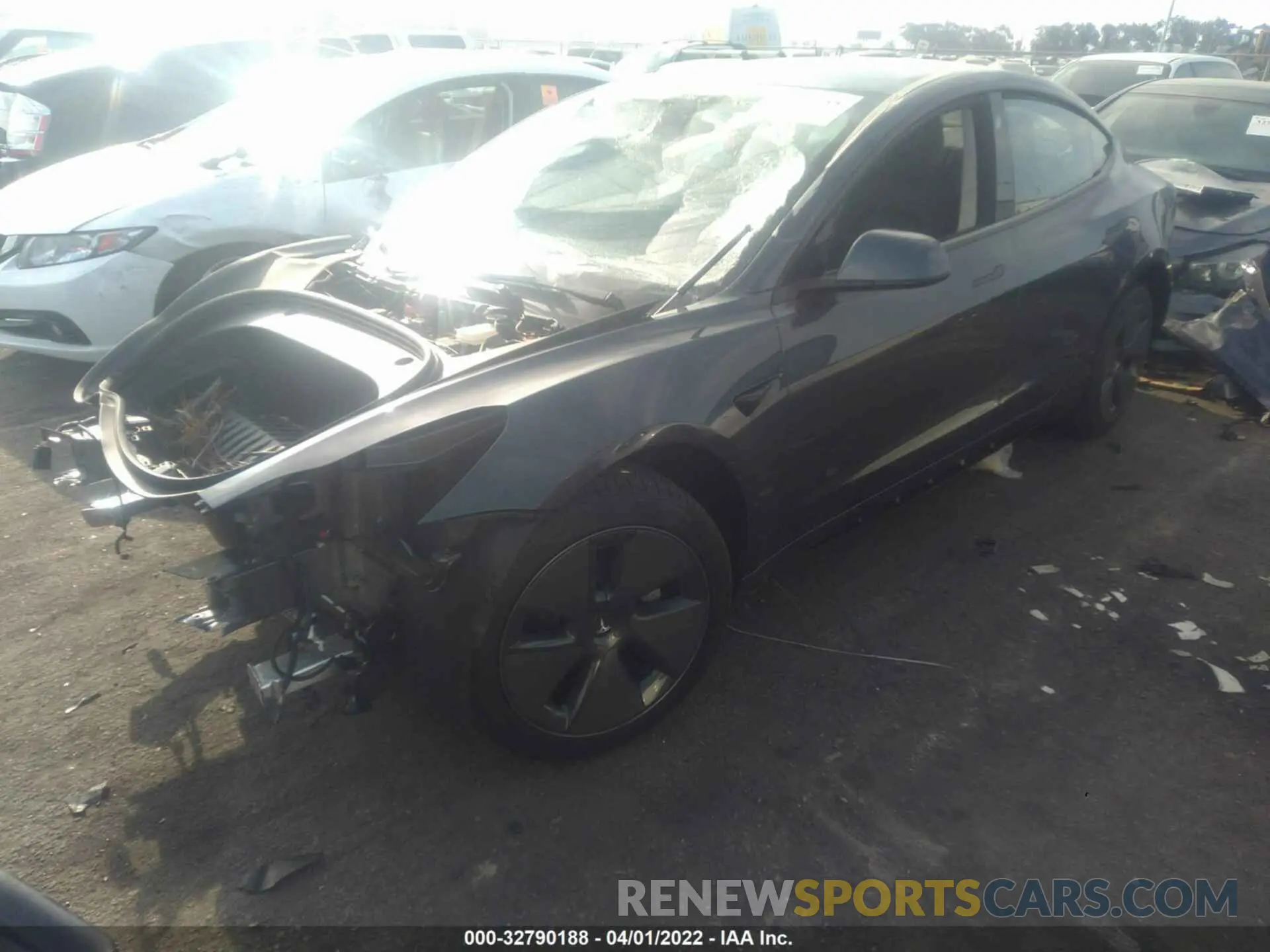 2 fotografías del automóvil dañado 5YJ3E1EB7NF117534 TESLA MODEL 3 2022