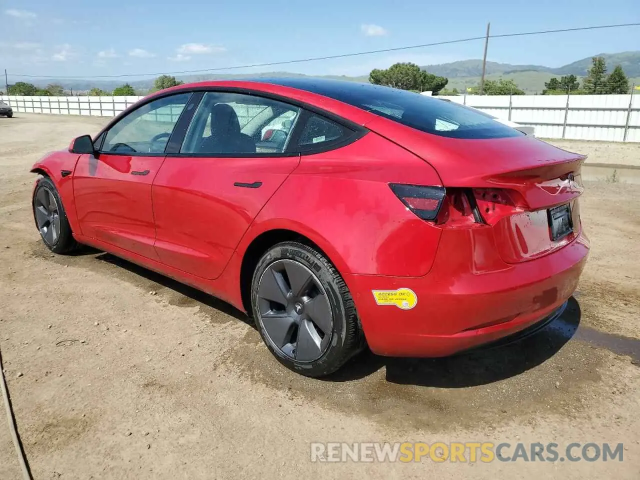 2 fotografías del automóvil dañado 5YJ3E1EB7NF176065 TESLA MODEL 3 2022