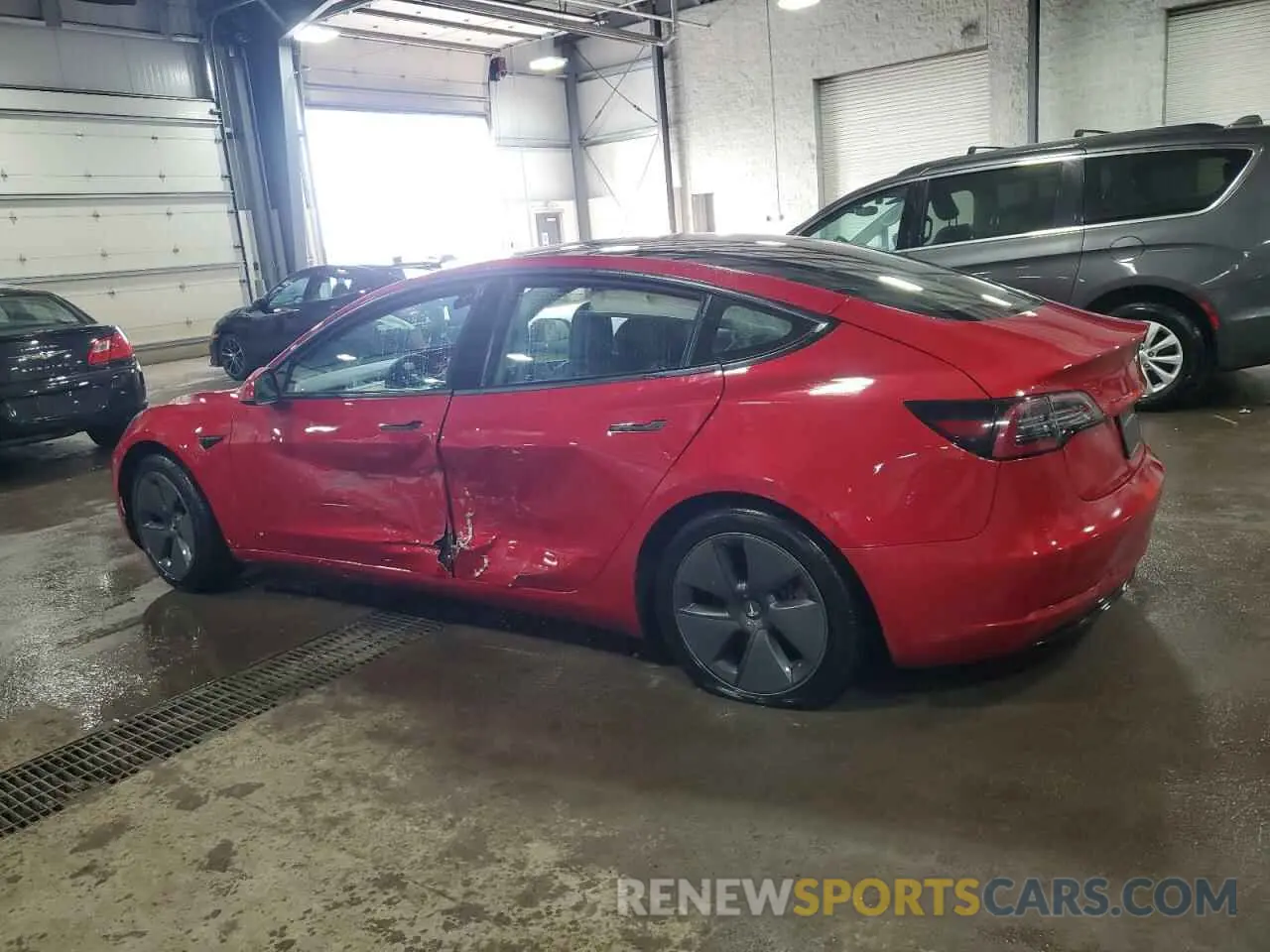 2 fotografías del automóvil dañado 5YJ3E1EB7NF188538 TESLA MODEL 3 2022