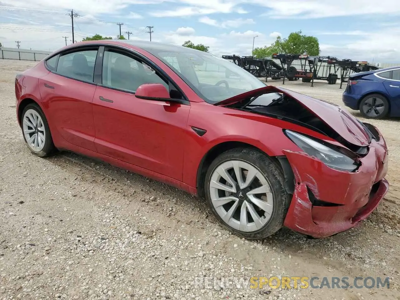 4 fotografías del automóvil dañado 5YJ3E1EB7NF190449 TESLA MODEL 3 2022