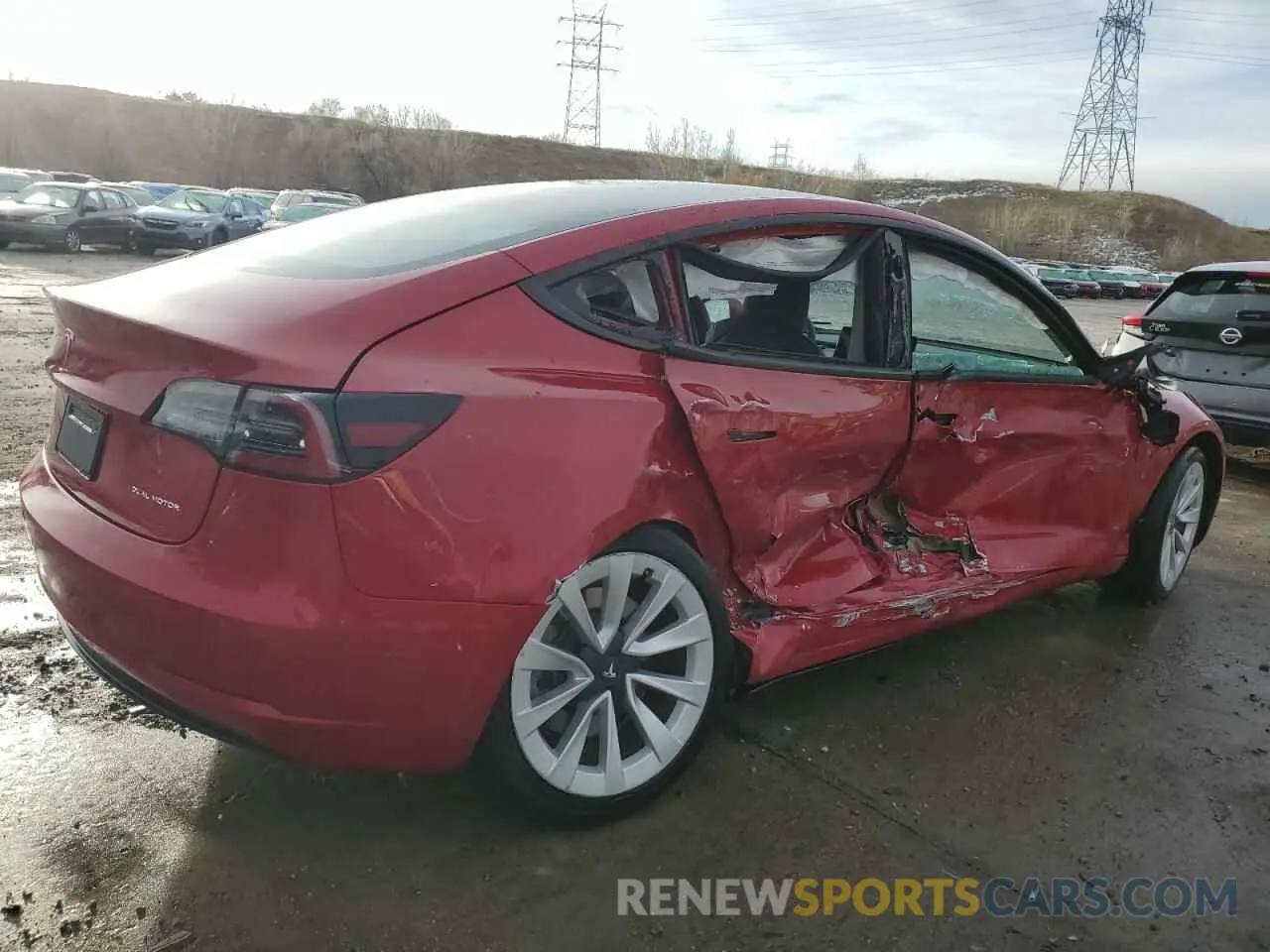 3 fotografías del automóvil dañado 5YJ3E1EB7NF209209 TESLA MODEL 3 2022