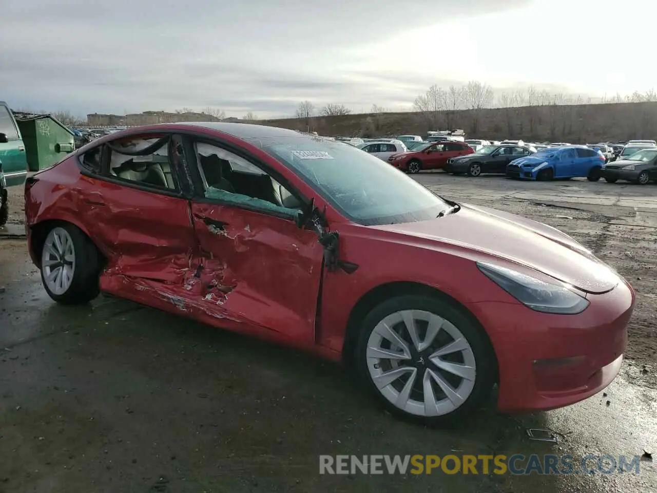 4 fotografías del automóvil dañado 5YJ3E1EB7NF209209 TESLA MODEL 3 2022