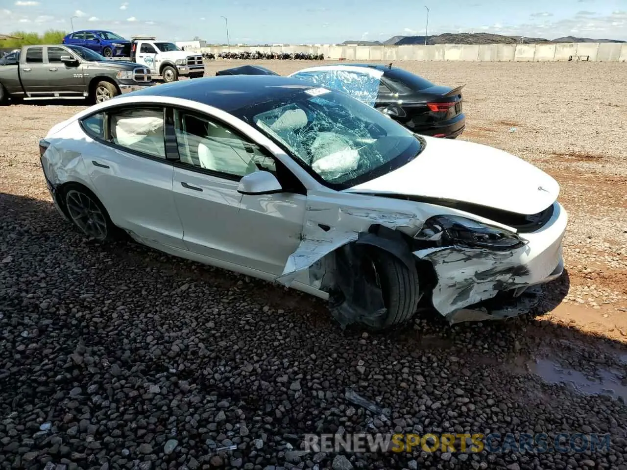 4 fotografías del automóvil dañado 5YJ3E1EB7NF228519 TESLA MODEL 3 2022