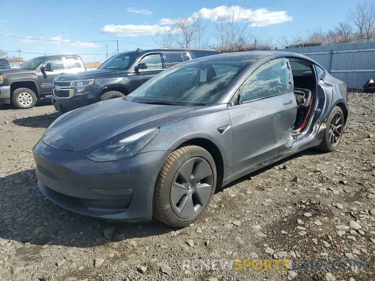 1 fotografías del automóvil dañado 5YJ3E1EB7NF257549 TESLA MODEL 3 2022