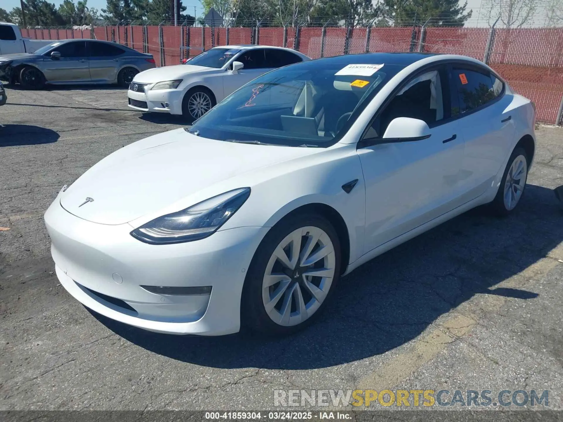 2 fotografías del automóvil dañado 5YJ3E1EB7NF298456 TESLA MODEL 3 2022