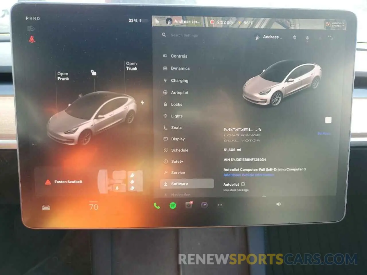 9 fotografías del automóvil dañado 5YJ3E1EB8NF125934 TESLA MODEL 3 2022