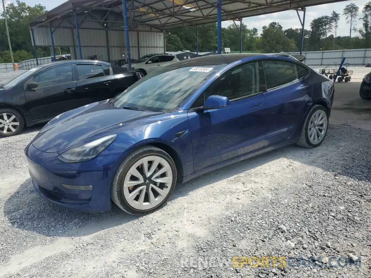 1 fotografías del automóvil dañado 5YJ3E1EB8NF188029 TESLA MODEL 3 2022