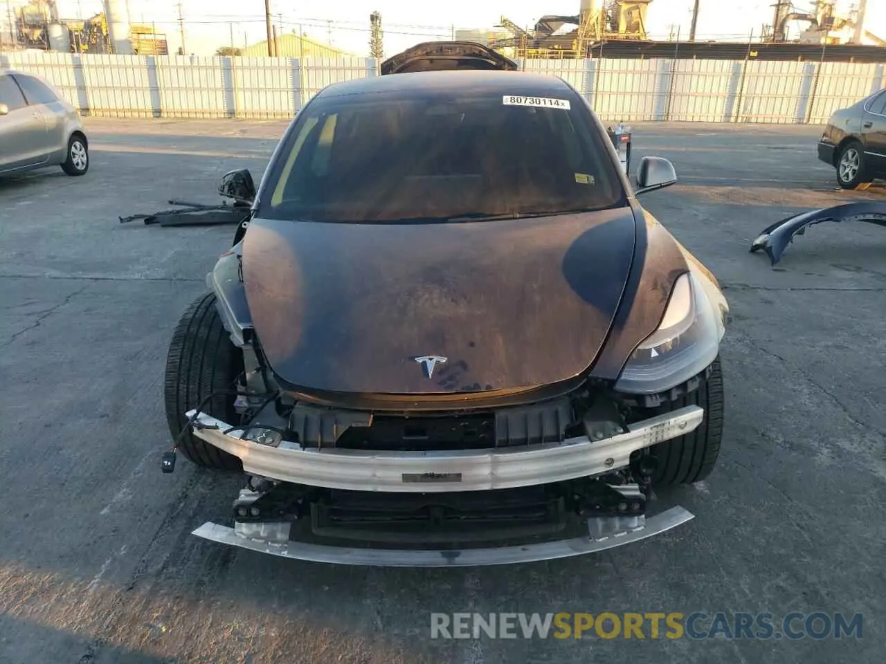 5 fotografías del automóvil dañado 5YJ3E1EB8NF202091 TESLA MODEL 3 2022