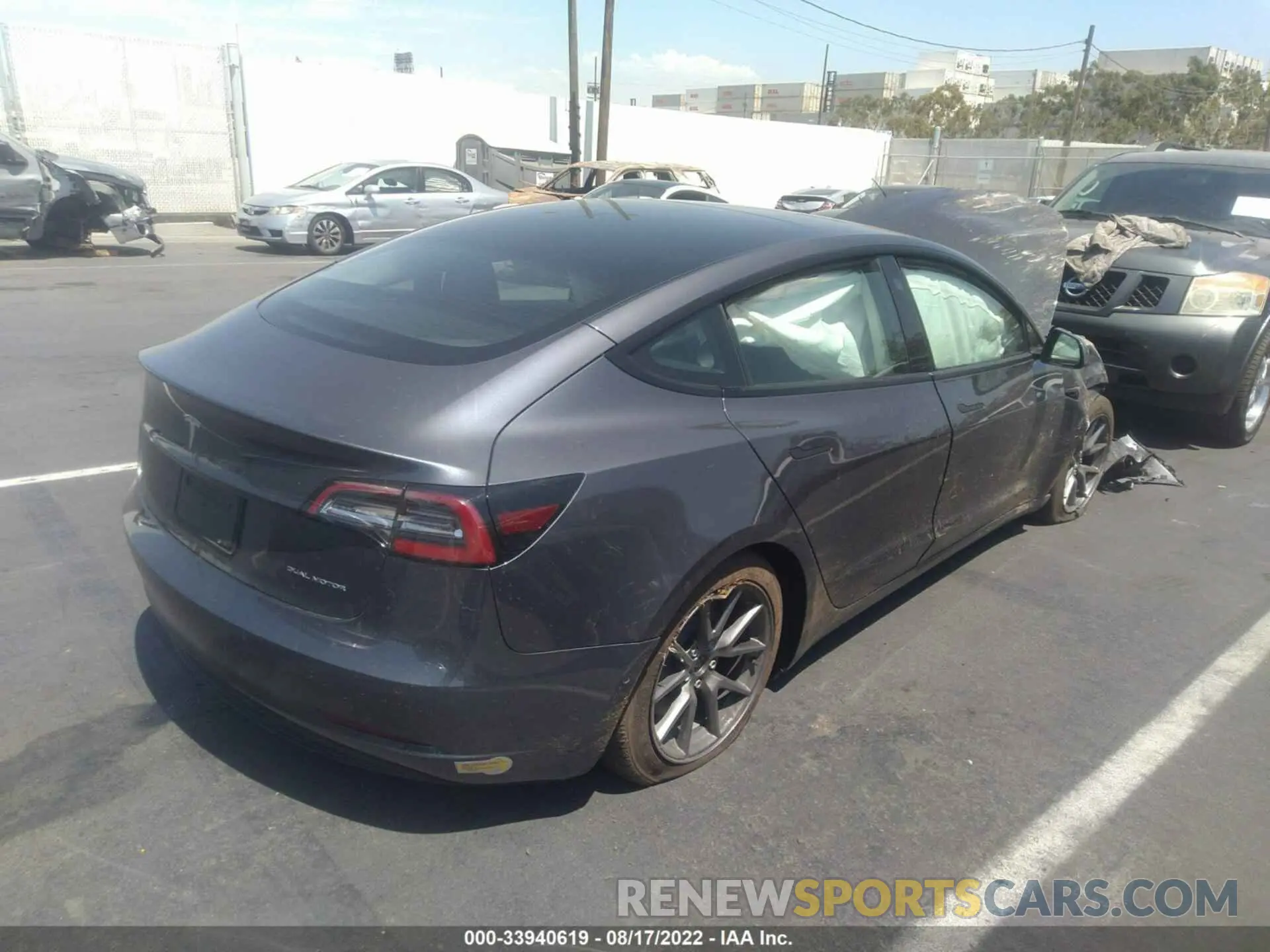 4 fotografías del automóvil dañado 5YJ3E1EB8NF207789 TESLA MODEL 3 2022