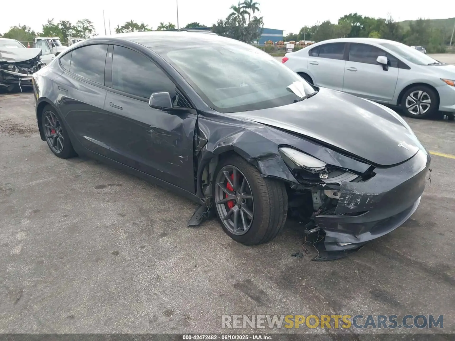 6 fotografías del automóvil dañado 5YJ3E1EB8NF247242 TESLA MODEL 3 2022