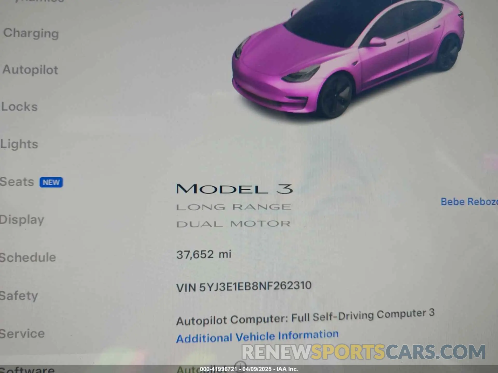 15 fotografías del automóvil dañado 5YJ3E1EB8NF262310 TESLA MODEL 3 2022