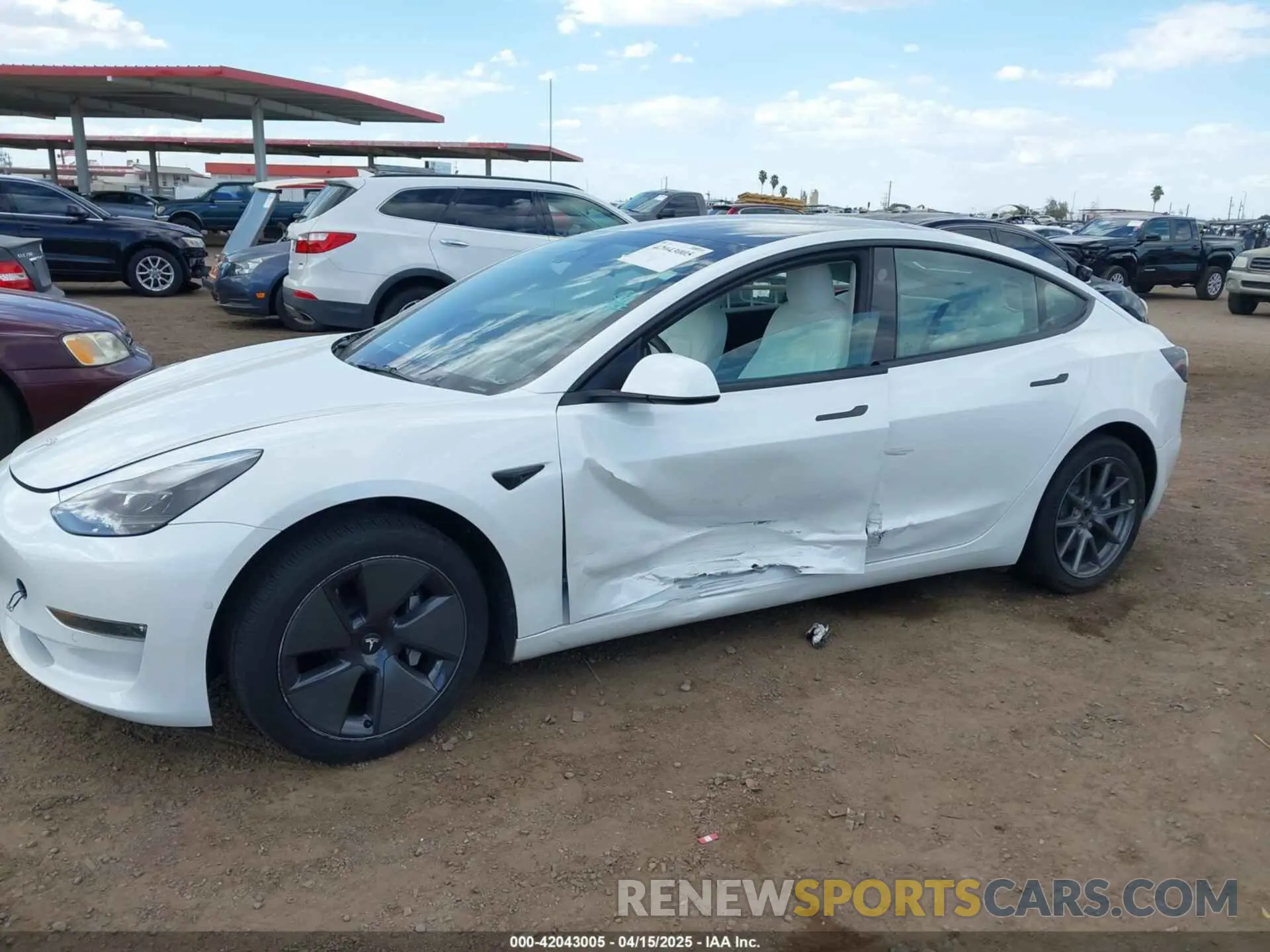 6 fotografías del automóvil dañado 5YJ3E1EB8NF338947 TESLA MODEL 3 2022