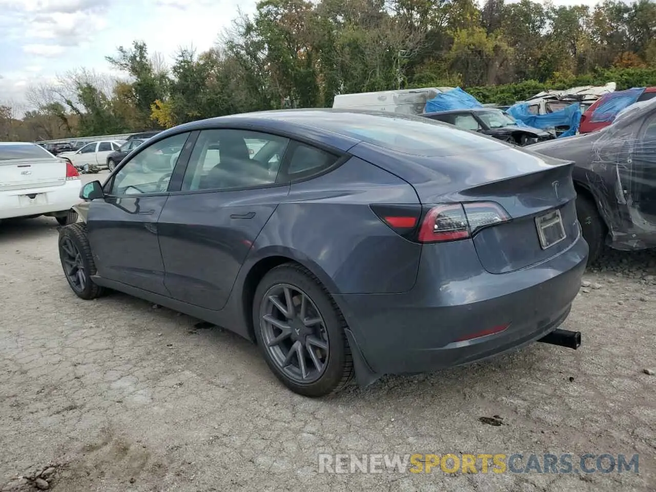 2 fotografías del automóvil dañado 5YJ3E1EB8NF344358 TESLA MODEL 3 2022