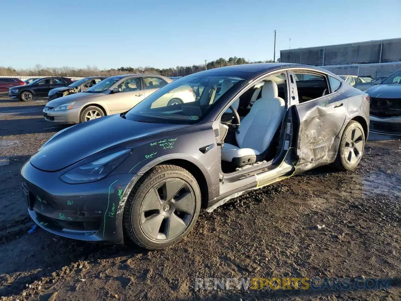 1 fotografías del automóvil dañado 5YJ3E1EB9NF154827 TESLA MODEL 3 2022