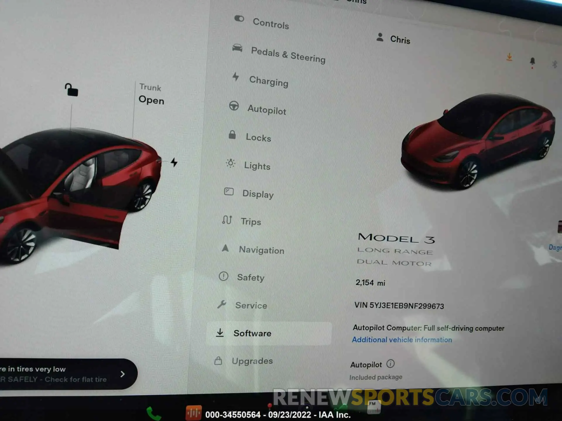 6 fotografías del automóvil dañado 5YJ3E1EB9NF299673 TESLA MODEL 3 2022