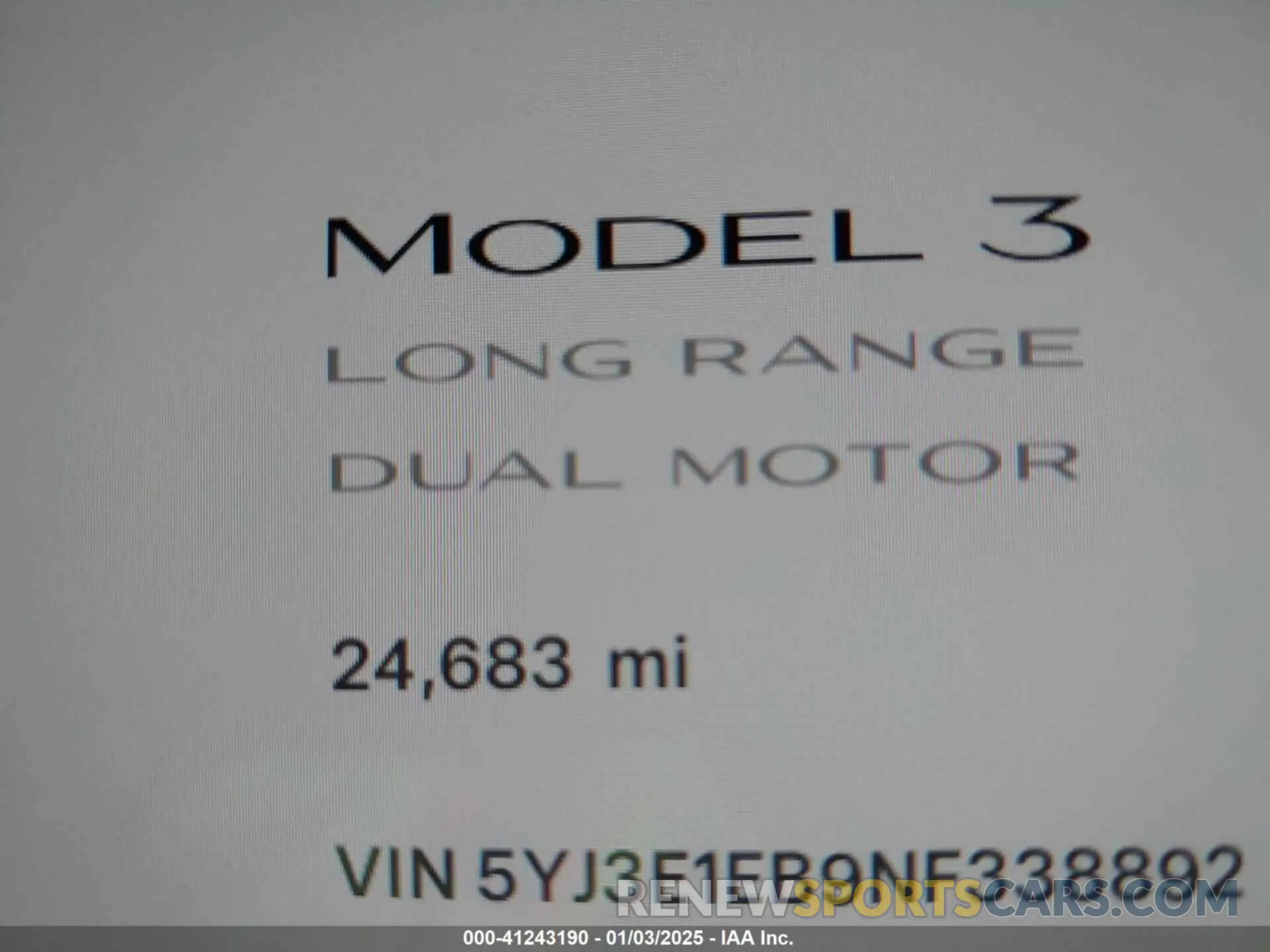 14 fotografías del automóvil dañado 5YJ3E1EB9NF338892 TESLA MODEL 3 2022