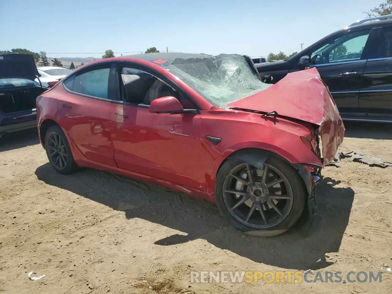 4 fotografías del automóvil dañado 5YJ3E1EB9NF357314 TESLA MODEL 3 2022