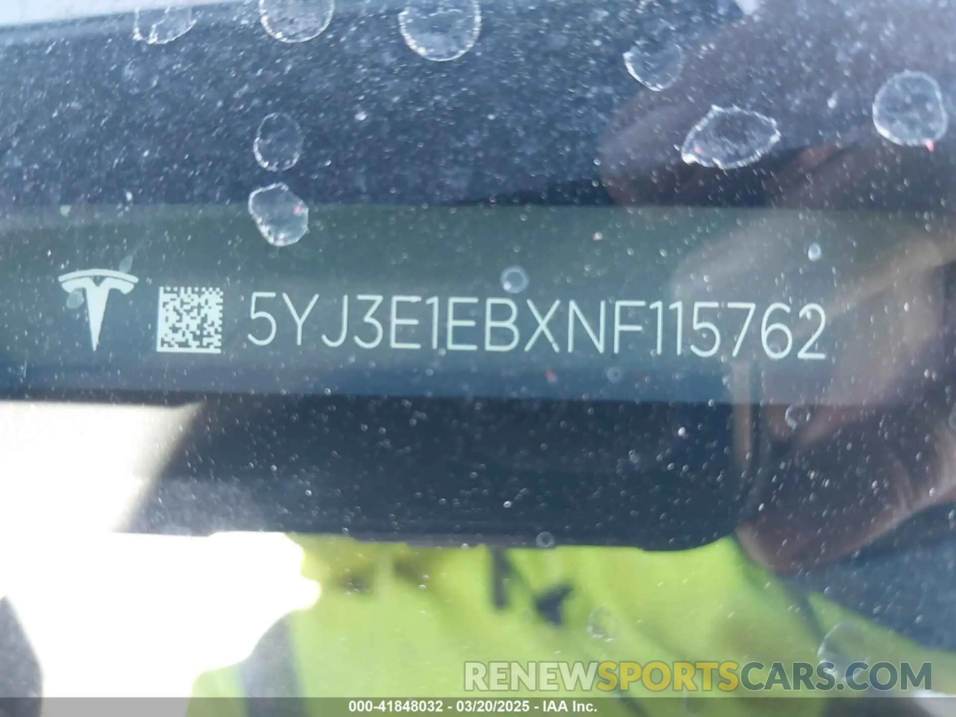 20 fotografías del automóvil dañado 5YJ3E1EBXNF115762 TESLA MODEL 3 2022
