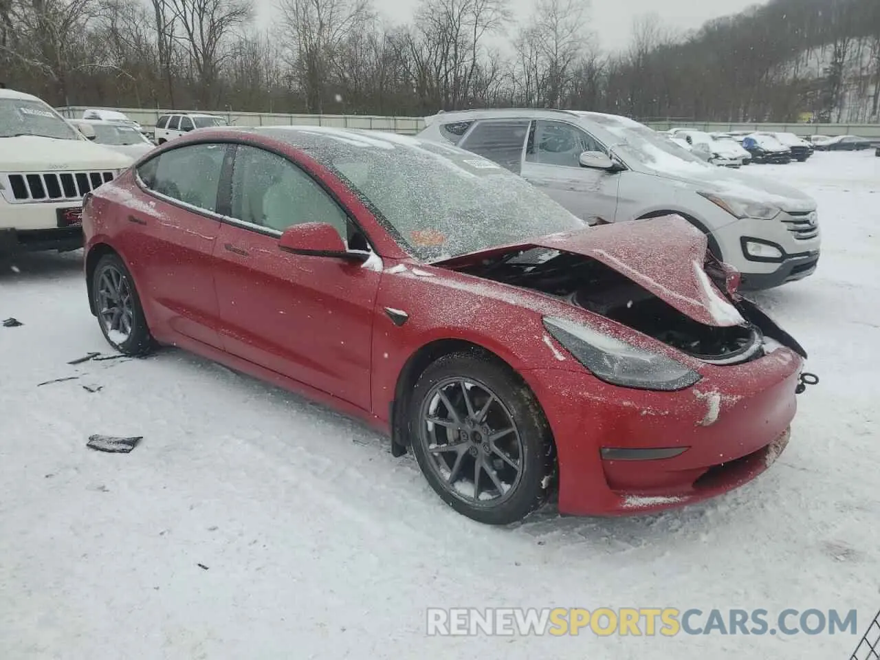 4 fotografías del automóvil dañado 5YJ3E1EBXNF131458 TESLA MODEL 3 2022