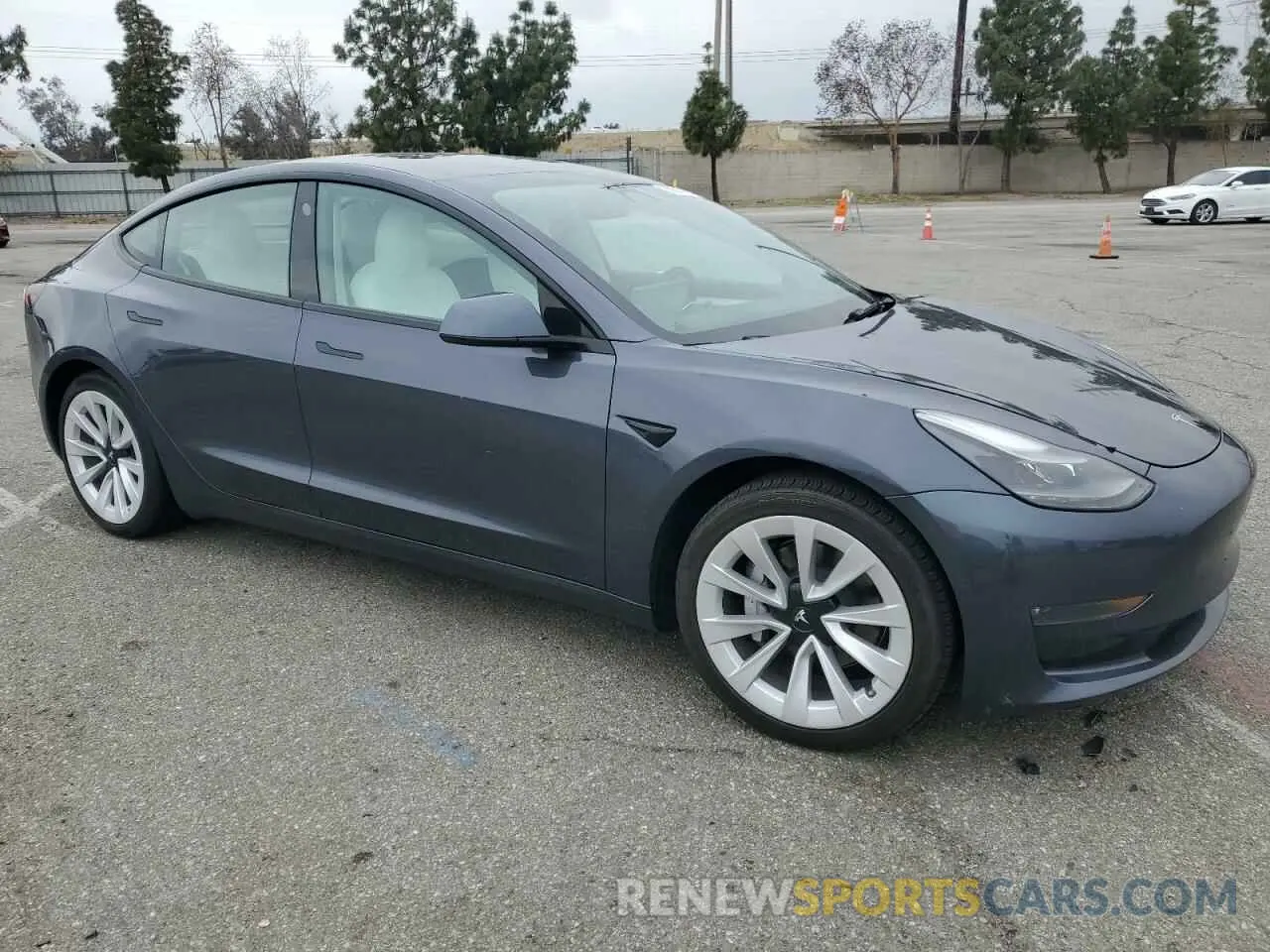 4 fotografías del automóvil dañado 5YJ3E1EBXNF166128 TESLA MODEL 3 2022