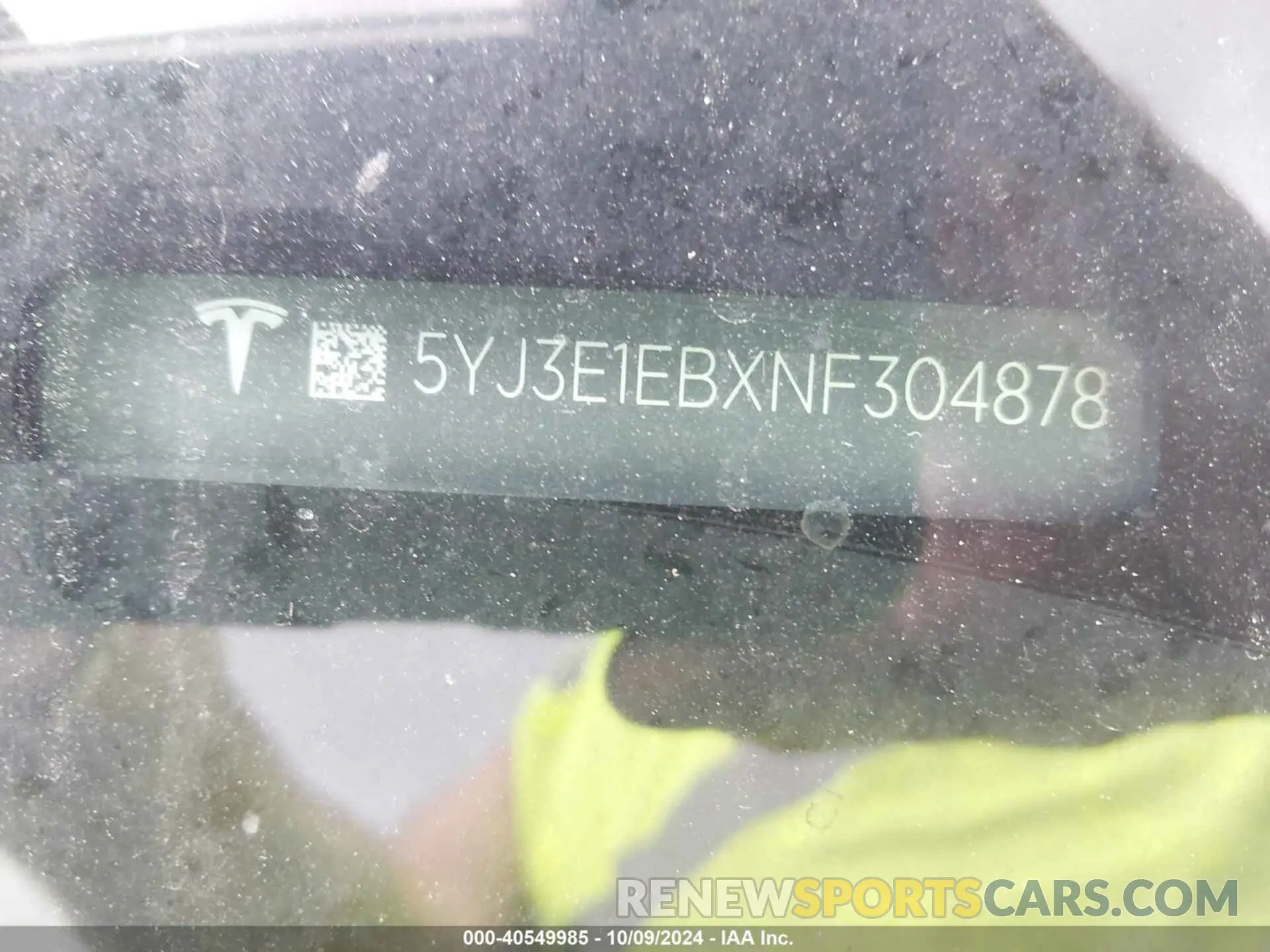 9 fotografías del automóvil dañado 5YJ3E1EBXNF304878 TESLA MODEL 3 2022