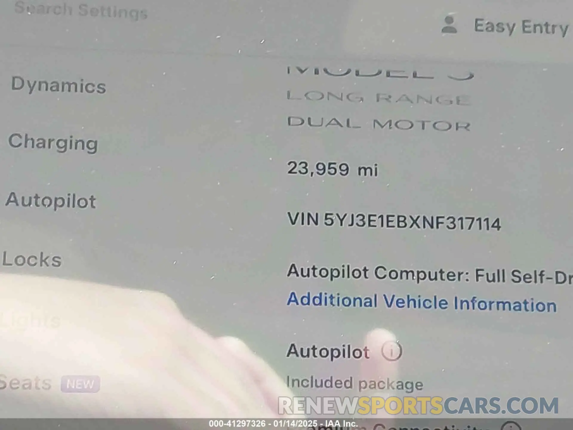 15 fotografías del automóvil dañado 5YJ3E1EBXNF317114 TESLA MODEL 3 2022