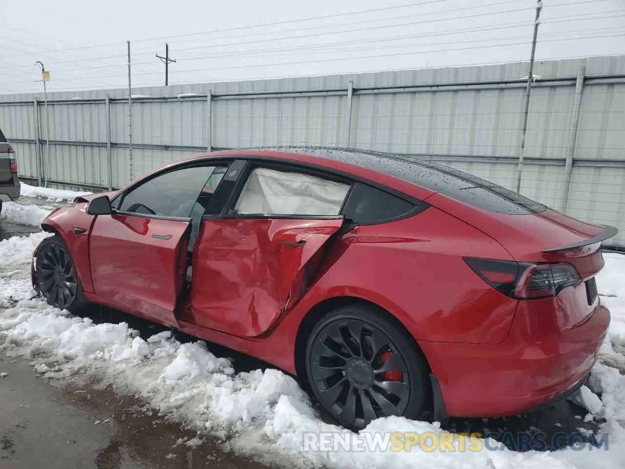 2 fotografías del automóvil dañado 5YJ3E1EC0NF296315 TESLA MODEL 3 2022