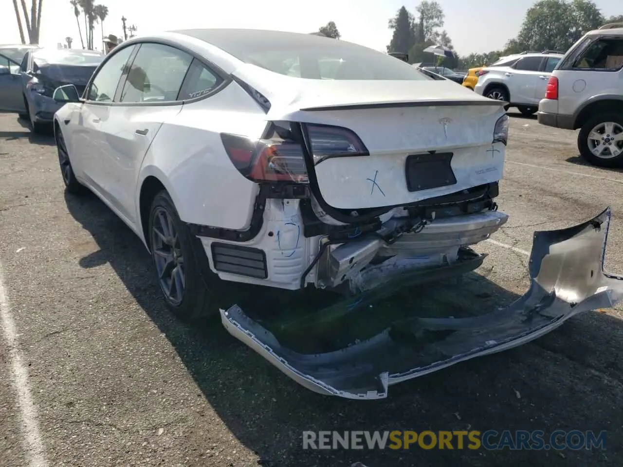 3 fotografías del automóvil dañado 5YJ3E1EC1NF131406 TESLA MODEL 3 2022
