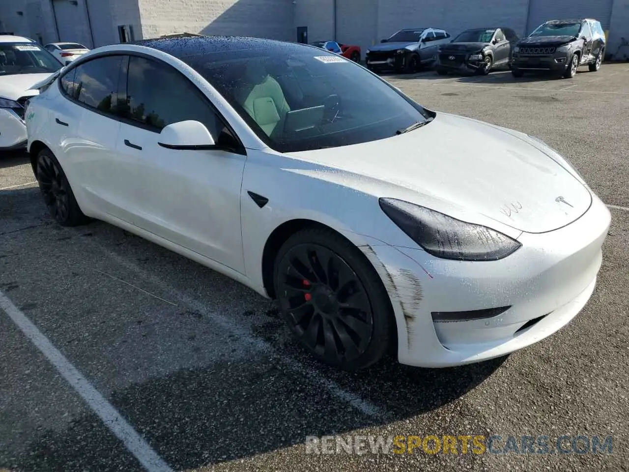4 fotografías del automóvil dañado 5YJ3E1EC1NF180850 TESLA MODEL 3 2022