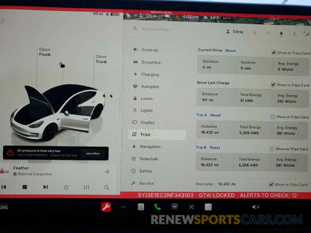 9 fotografías del automóvil dañado 5YJ3E1EC2NF343103 TESLA MODEL 3 2022