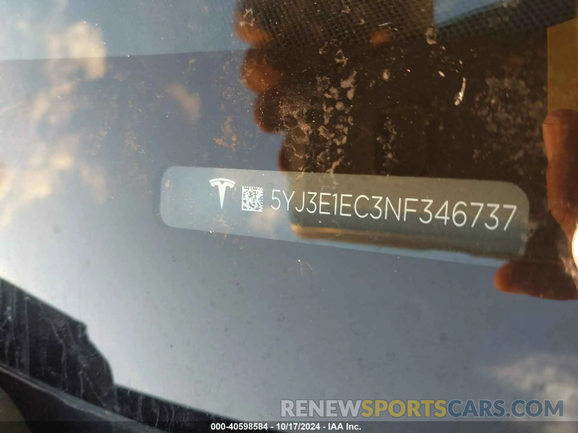 9 fotografías del automóvil dañado 5YJ3E1EC3NF346737 TESLA MODEL 3 2022
