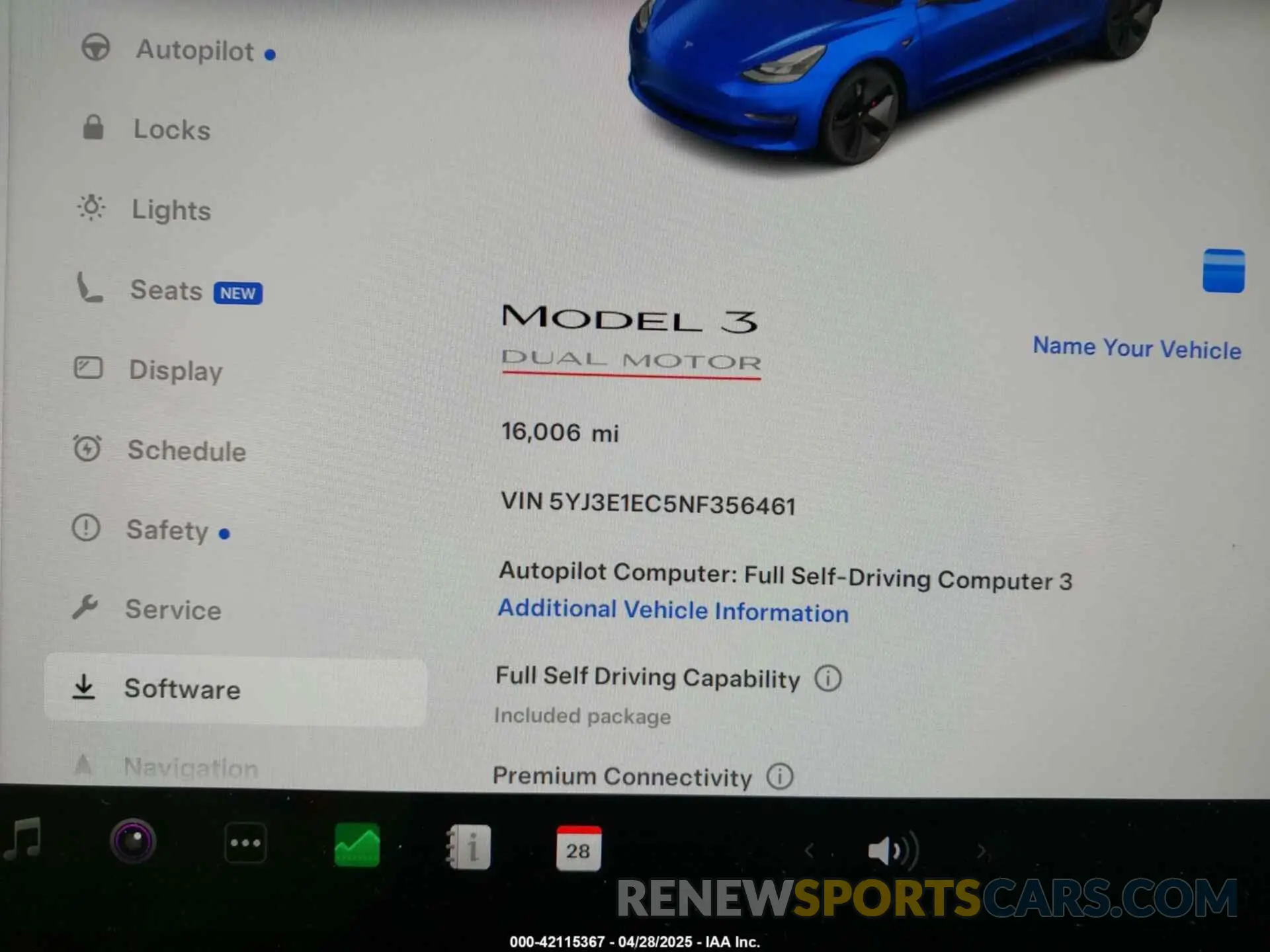 7 fotografías del automóvil dañado 5YJ3E1EC5NF356461 TESLA MODEL 3 2022