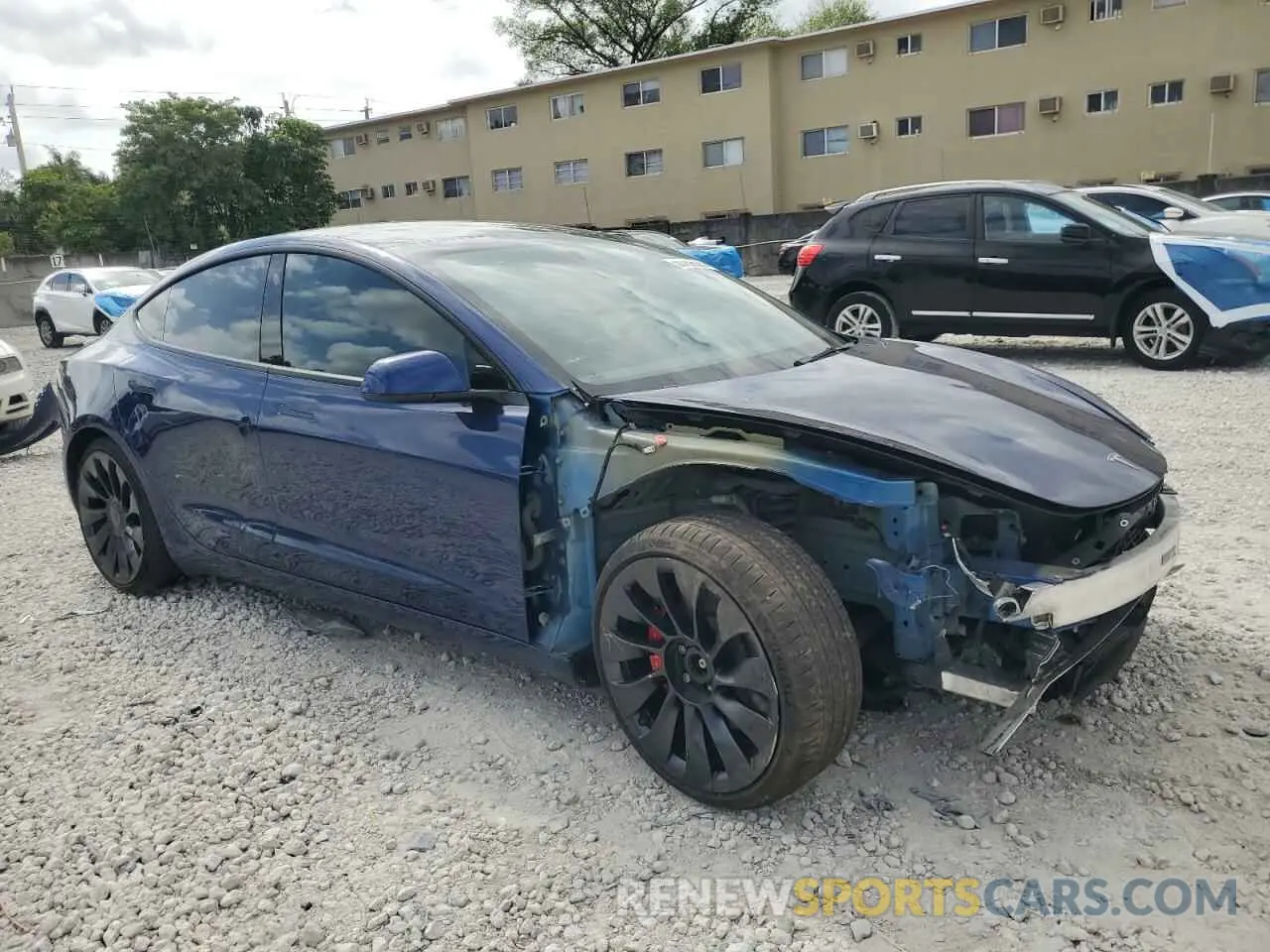 4 fotografías del automóvil dañado 5YJ3E1EC6NF254487 TESLA MODEL 3 2022