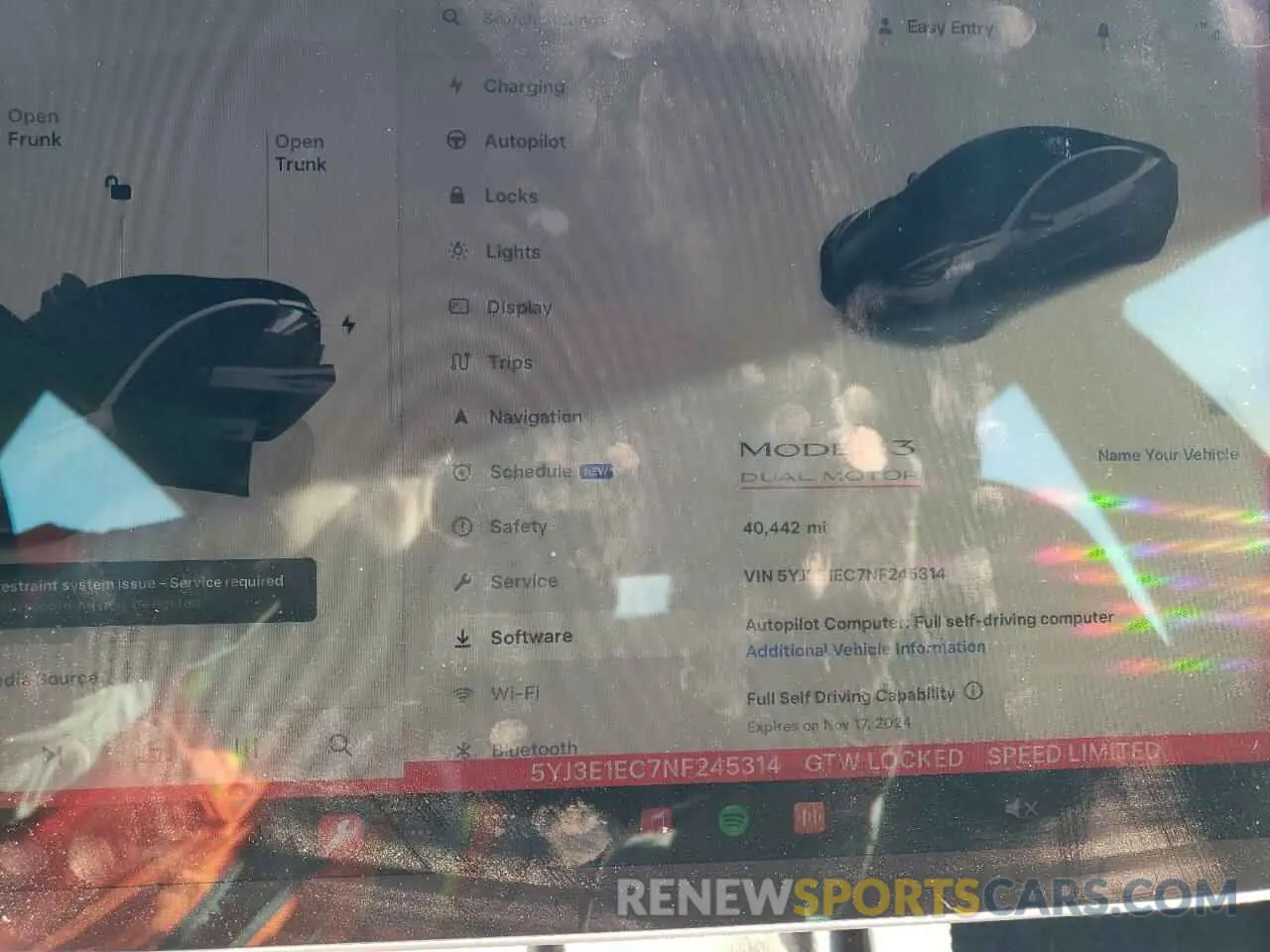 9 fotografías del automóvil dañado 5YJ3E1EC7NF245314 TESLA MODEL 3 2022