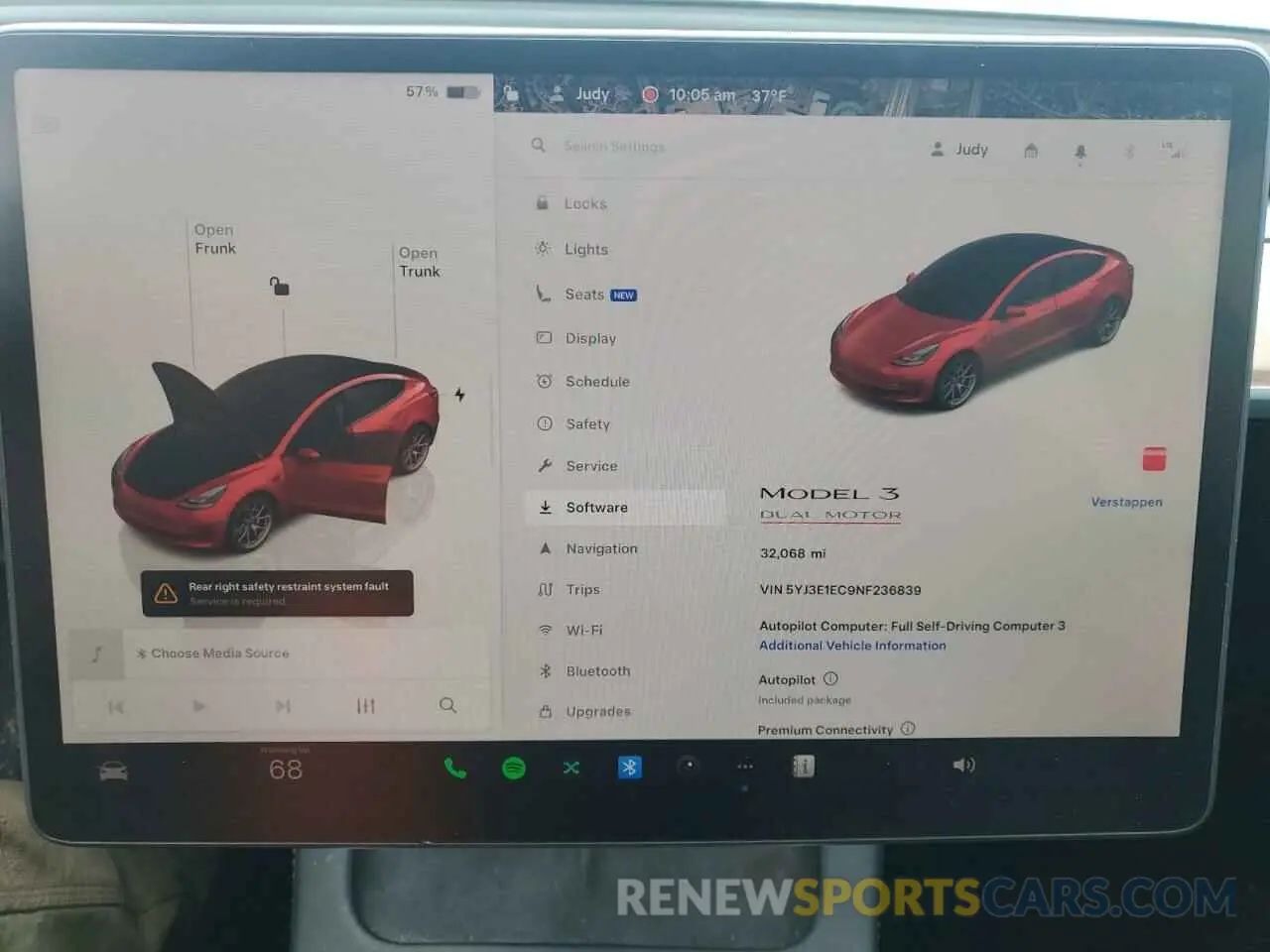 9 fotografías del automóvil dañado 5YJ3E1EC9NF236839 TESLA MODEL 3 2022