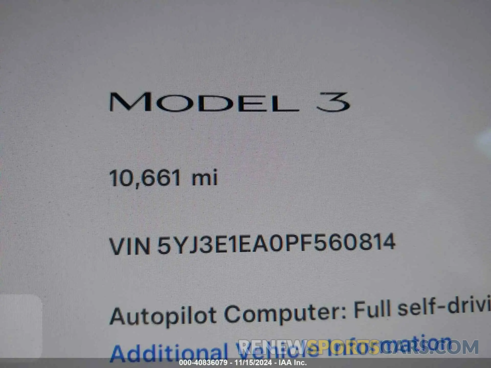 14 fotografías del automóvil dañado 5YJ3E1EA0PF560814 TESLA MODEL 3 2023