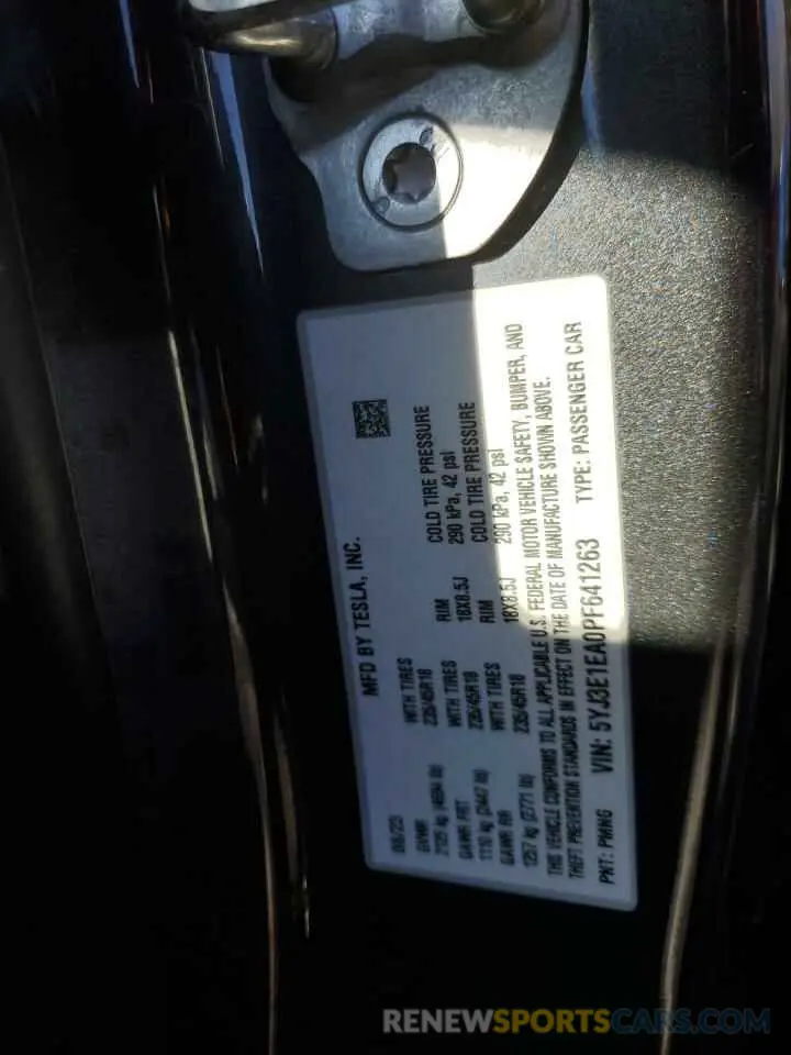 14 fotografías del automóvil dañado 5YJ3E1EA0PF641263 TESLA MODEL 3 2023