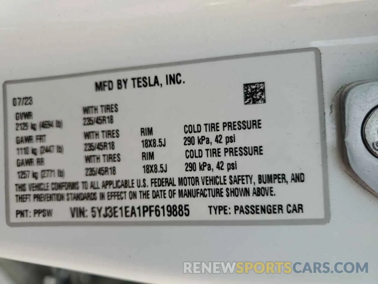 12 fotografías del automóvil dañado 5YJ3E1EA1PF619885 TESLA MODEL 3 2023