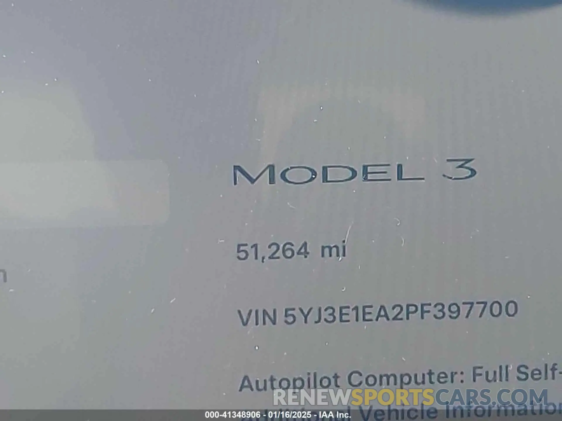 16 fotografías del automóvil dañado 5YJ3E1EA2PF397700 TESLA MODEL 3 2023