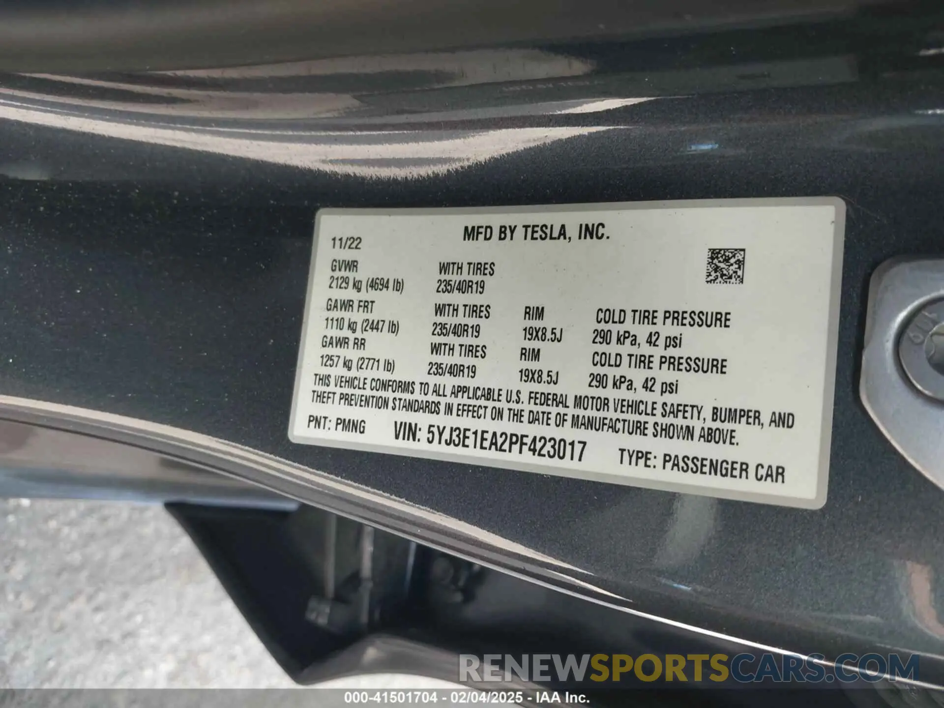 9 fotografías del automóvil dañado 5YJ3E1EA2PF423017 TESLA MODEL 3 2023