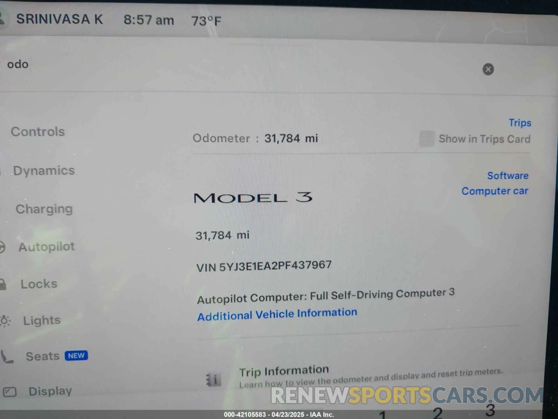 7 fotografías del automóvil dañado 5YJ3E1EA2PF437967 TESLA MODEL 3 2023