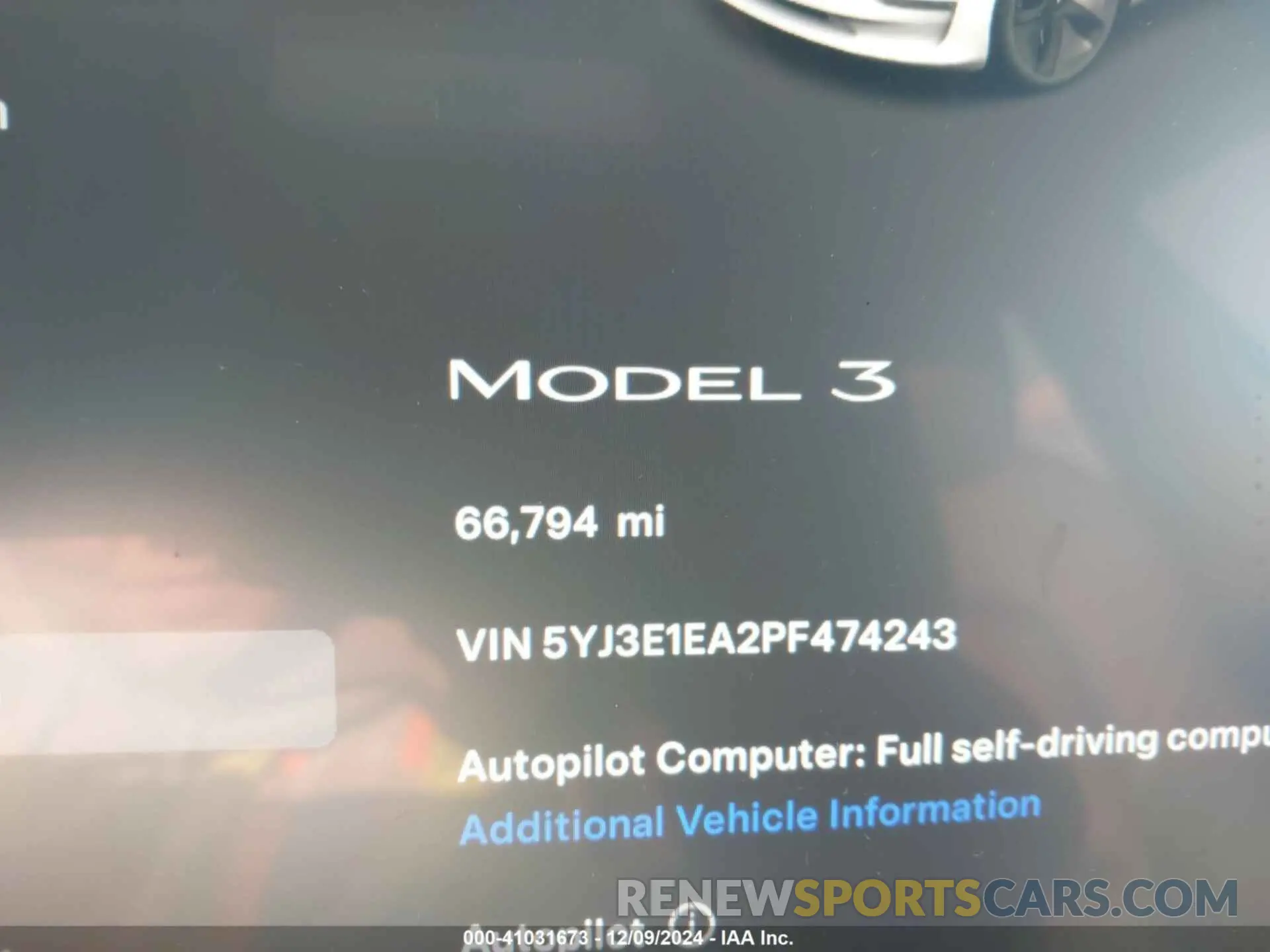 15 fotografías del automóvil dañado 5YJ3E1EA2PF474243 TESLA MODEL 3 2023