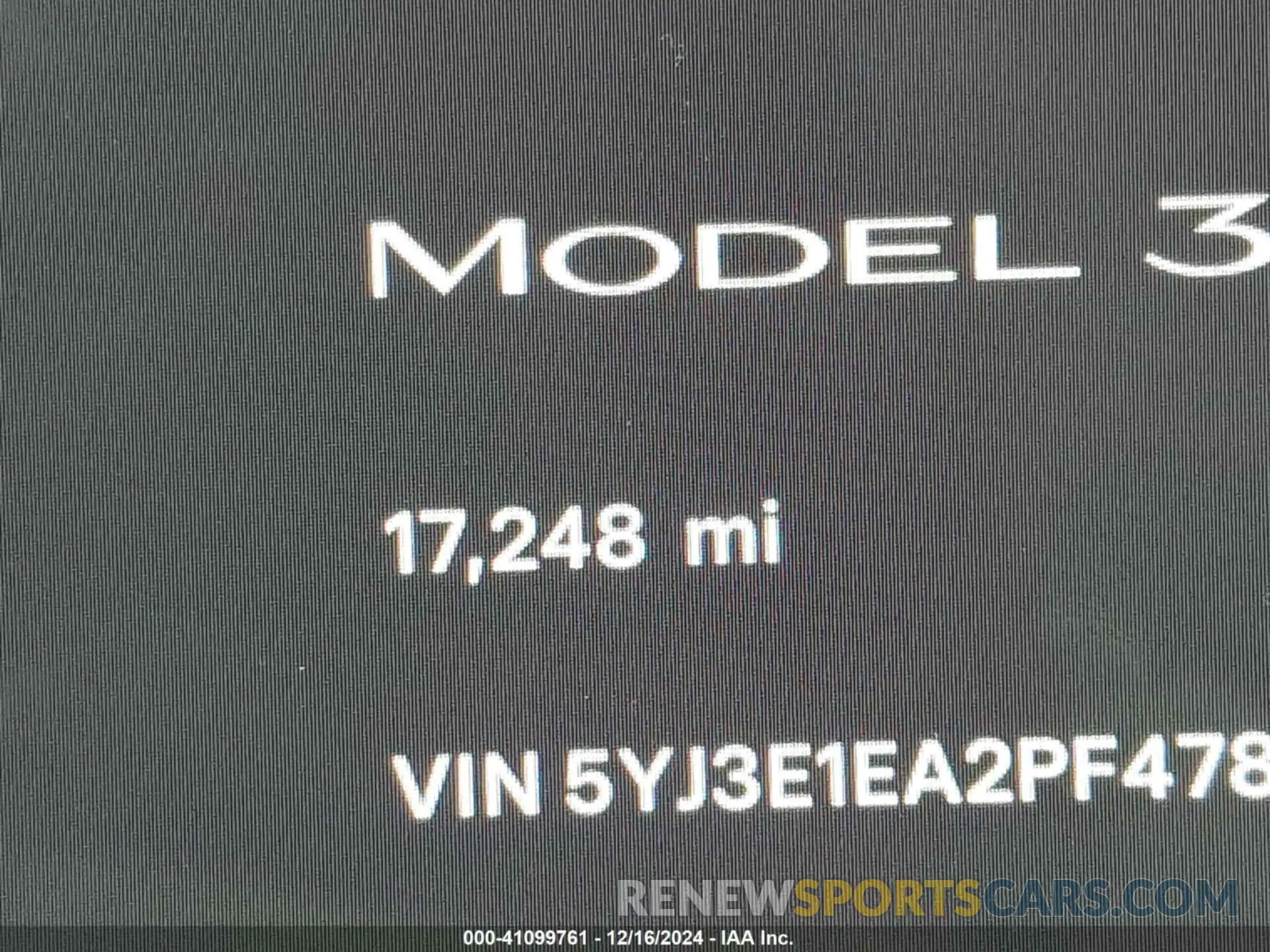 15 fotografías del automóvil dañado 5YJ3E1EA2PF478423 TESLA MODEL 3 2023