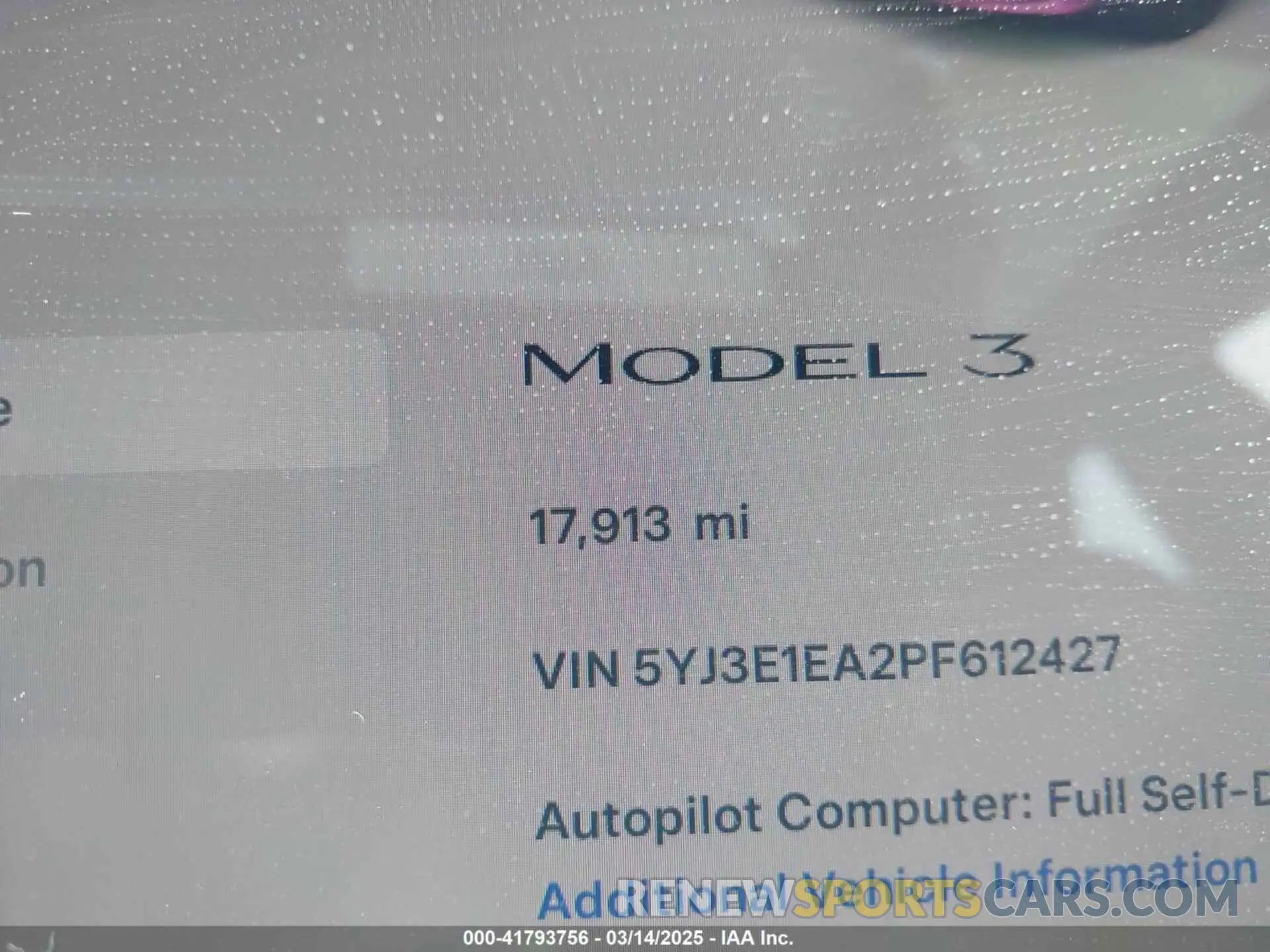 16 fotografías del automóvil dañado 5YJ3E1EA2PF612427 TESLA MODEL 3 2023