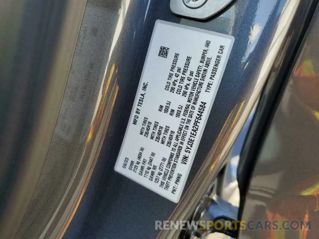13 fotografías del automóvil dañado 5YJ3E1EA2PF644584 TESLA MODEL 3 2023