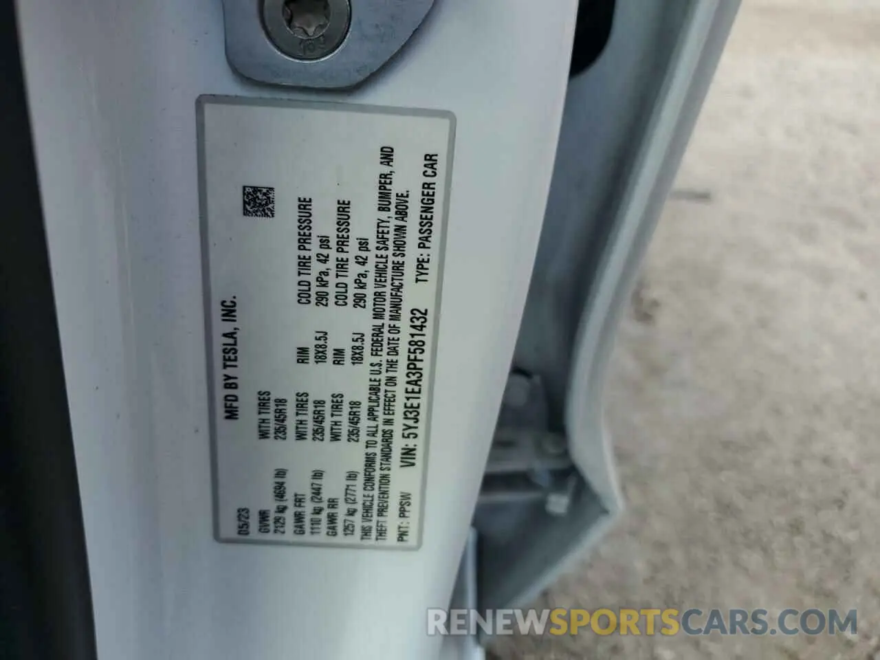 13 fotografías del automóvil dañado 5YJ3E1EA3PF581432 TESLA MODEL 3 2023
