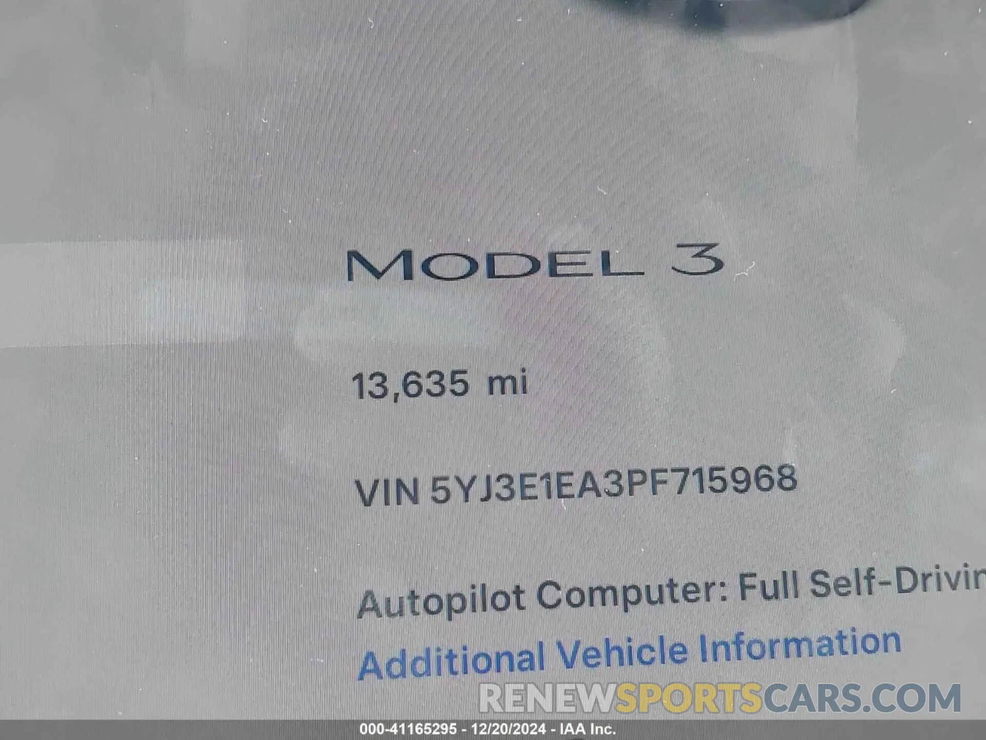 14 fotografías del automóvil dañado 5YJ3E1EA3PF715968 TESLA MODEL 3 2023